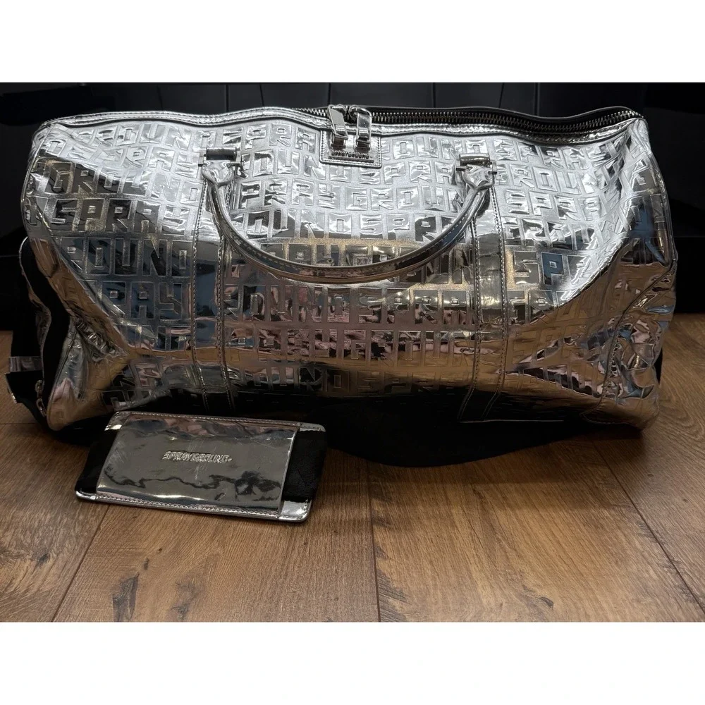 Sprayground  Limited Edition Future Titan Metallic Silver Duffle Bag RARE